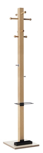 Deskin Garderobenständer aus Holz, Range 1, Schirmständer schwarz, Schwarz, 350 x 350 x 1780 mm, 331940