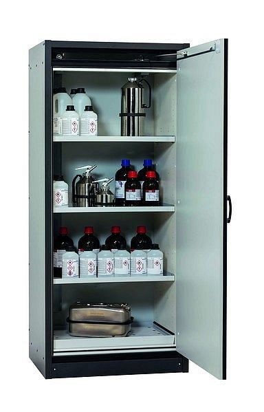 asecos Sicherheitsschrank Q-CLASSIC-30, Q30.195.086.WDR in enzianblau RAL 5010 mit 3x Fachboden (Stahlblech), 31009-067-30043