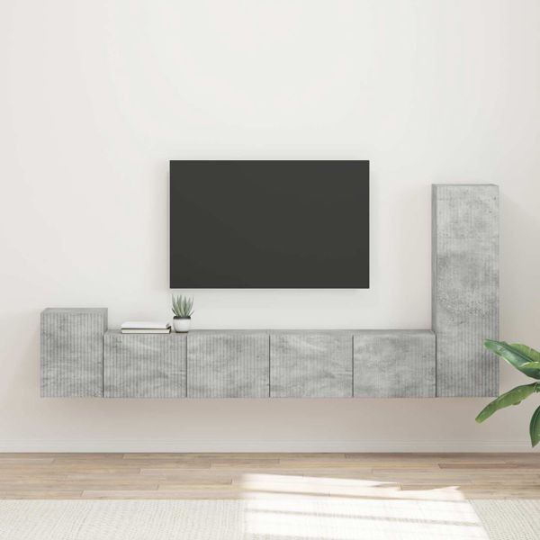 vidaXL TV-Schrankset Wandmontiert 3 pcs Beton Grau Holzwerkstoff, 3409018