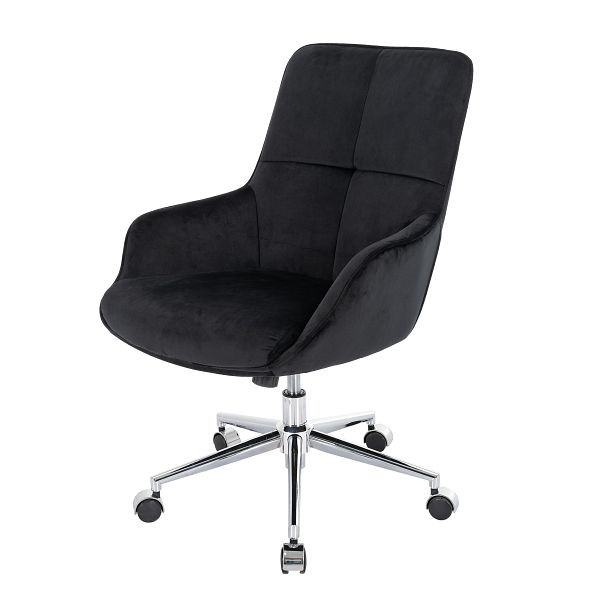 Mendler Bürostuhl HWC-J64, Drehstuhl Schreibtischstuhl Lehnstuhl, mit Armlehne höhenverstellbar Samt, schwarz, 82123