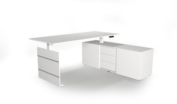 Kerkmann Komplettarbeitsplatz Move 3 elektisch höhenverstellbar, B x 1800 x T 800 x H 740 mm, Farbe: Weiß, 10384410