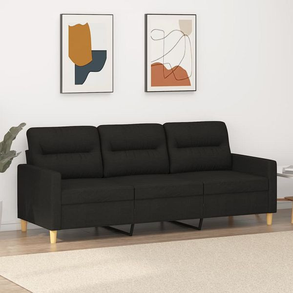 vidaXL 3-Sitzer-Sofa Schwarz 180 cm Stoff, Füllung: Schaumstoff, 359247