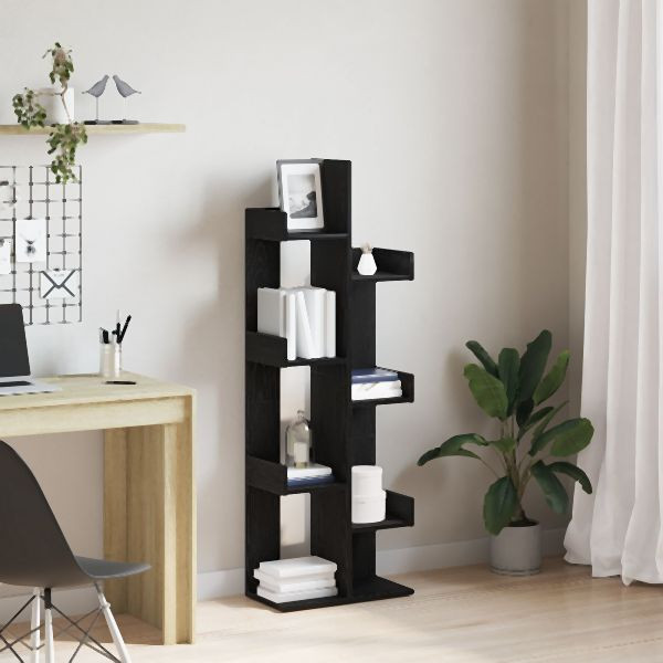 vidaXL Bücherregal aus schwarzer Eiche 48x25,5x140 cm aus Ingenieurholz, 862681