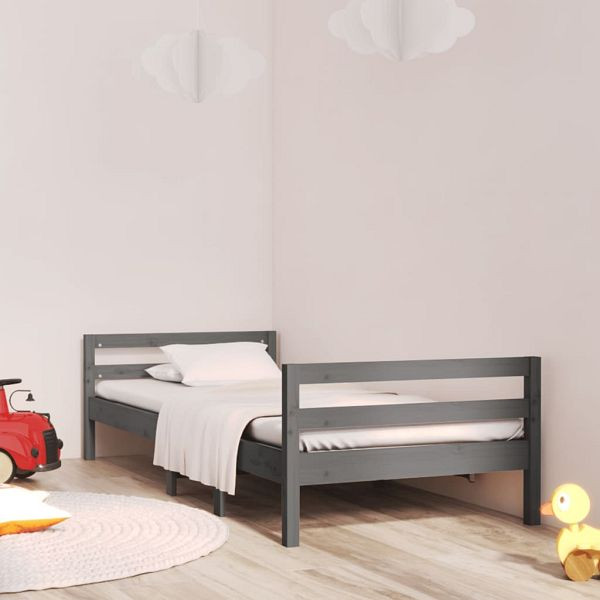 vidaXL Massivholzbett Grau 90x200 cm Kiefer, Material: Massives Kiefernholz, Sperrholz, 821626