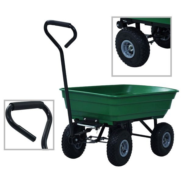 vidaXL Garten-Kippwagen 300 kg 75 L Grün, 145507, 8719883733814