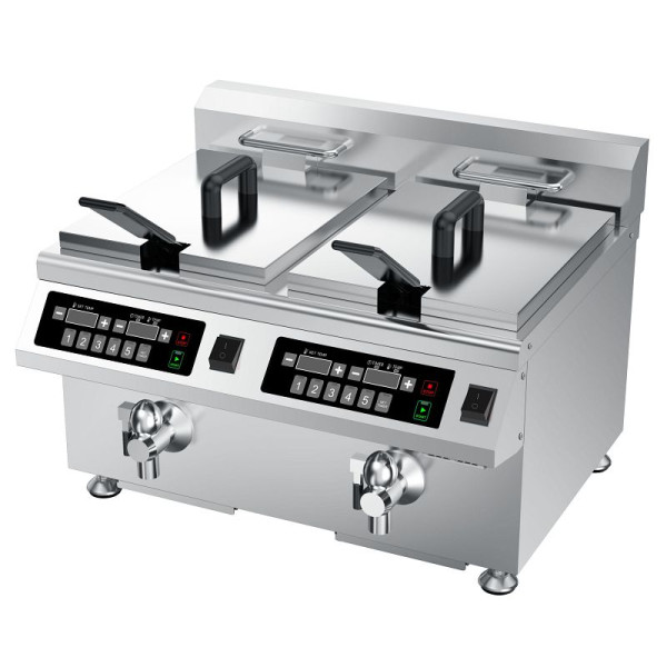 Stalgast Induktions-Doppel-Fritteuse, 2x8 Liter, 518x490x418 (BxTxH), 2x3.5 kW, KE3802518