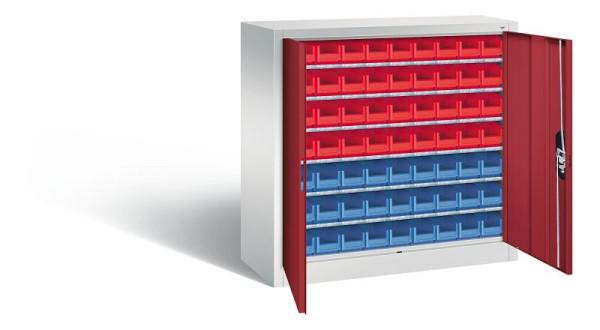C+P Magazinschrank Serie 13, H1000xB1000xT420mm, Farbe: Lichtgrau / Rubinrot, 133944-24 S10010