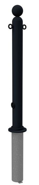 Schake Absperrstilpfosten Typ 478FB -herausnehmbar- mit Dreikantverschluß, Ø 76mm, mit, Kugelkopf, beschichtet RAL 7016, mit 2 Ösen, 478FB+2