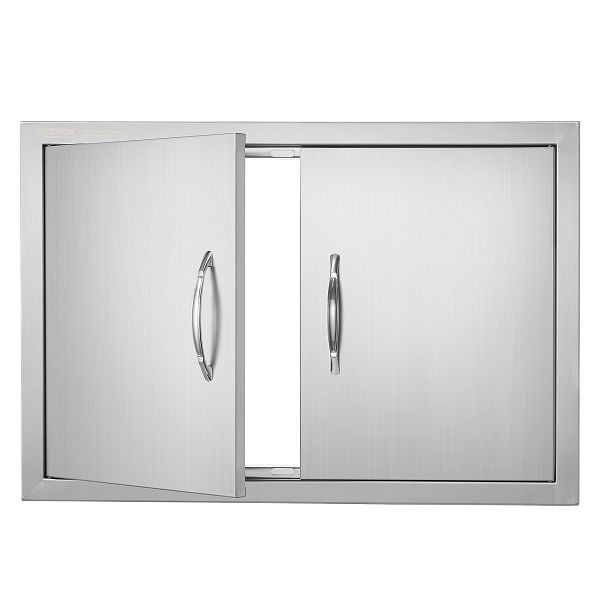 VEVOR Grill-Zugangstür, 711 x 482 mm, Doppelte Außenküchentür, Vertikale Wandtür mit Griffen, SMMBSCJMYS28MXG56V0