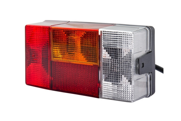 HELLA Heckleuchte, Glühlampe, 24V, Anbau, Lichtscheibenfarbe: rot/gelb, Kabel: 1000mm, Stecker: offene Kabelenden, links, 2VP 006 040-397