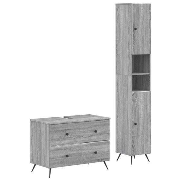 vidaXL 2-teiliges Badezimmer Schrank Set BREDA Sonoma-Grau, 3417564