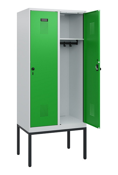 C+P Spind Evolo PLUS, Gestell, 2 Abteile, 1950x800x500mm, 7035/6037, Drehriegel, 0490305-22 S10011