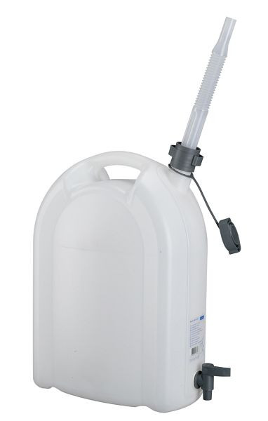 Rapid Robuster 20 Liter Kunststoffkanister aus HDPE, lebensmittelecht, nicht eichfähig, transparent, Hahn, Rohr, stapelbar, 24 225