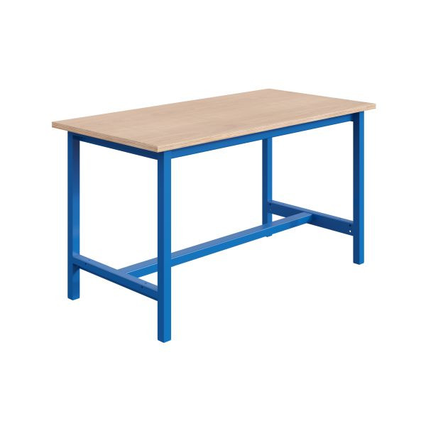 SOFAME PTH Werkbank B 1500 x T 750 x H 824mm, Multiplex-Arbeitsplatte 24 mm, Himmelblau RAL 5015, W010020017BI