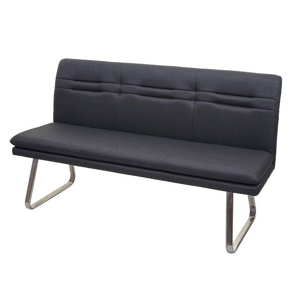 Mendler Sitzbank HWC-H70, Esszimmerbank Bank Polsterbank, Rückenlehne Stoff/Textil Edelstahl gebürstet, grau 160cm, 73912
