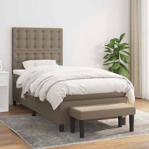 vidaXL Boxspringbett mit Matratze Taupe 80x200 cm Stoff, 3136873