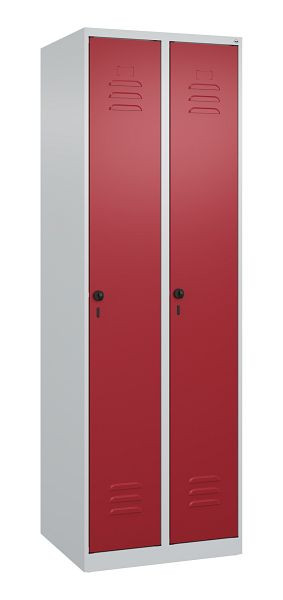 C+P Mehrzweckschrank Classic PLUS, Wäsche-Spind, 2 Abteile, 1850x600x500mm, 7035/3003, Drehriegel, Türen rechts angeschlagen, 080000-20B S10001