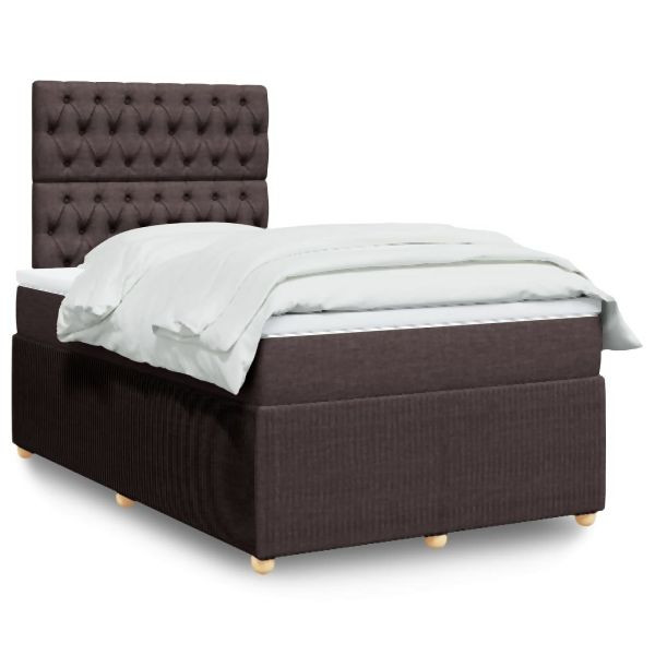 vidaXL Boxspringbett mit Matratze Dunkelbraun 120x190 cm Stoff, 3294305