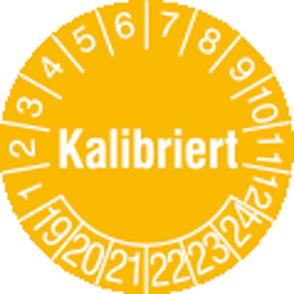 SafetyMarking Prüfplakette - mit Jahresfarbe, Kalibriert, Prüfzeitraum: 19-24, Ø 1 cm, Folie, selbstklebend, VE: 104 Stück/Bogen, 30.0777-19-24