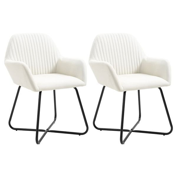 vidaXL Esszimmerstühle 2 Stück Creme Stoff, Material: Polyester: 100%, 249809