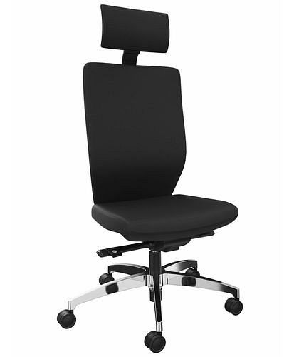 DENIOS Bürostuhl Stilo ES operator, Syncro-Quickshift-Technik, Alu-Fußkreuz, Nackenstütze, schwarz, 292416
