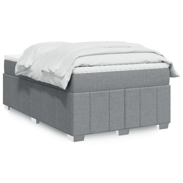 vidaXL Boxspringbett mit Matratze Hellgrau 120x200 cm Stoff, 3285463