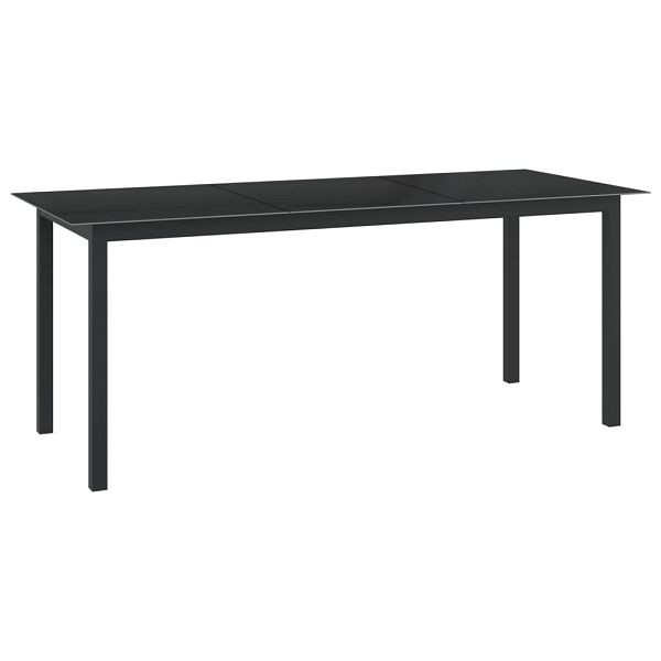 vidaXL Gartentisch Schwarz 190x90x74 cm Aluminium und Glas, 312202