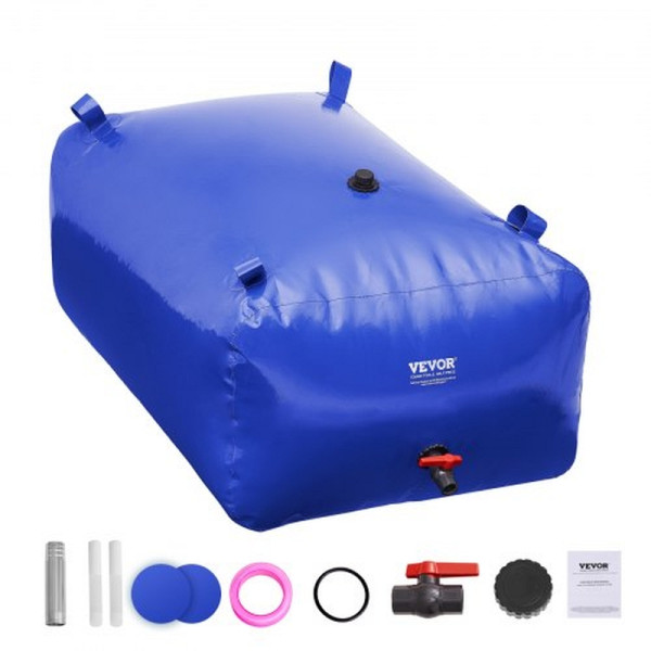 VEVOR 400L Wasserspeicherblase, Wohnmobil-Wassertank, 1000D blaues PVC, zusammenklappbarer Wasserbeutel, Brandschutz, Camping, CSDLSPVCB400H1LIIV0