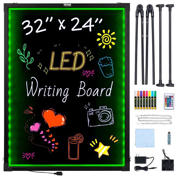 VEVOR LED-Nachrichtenschreibtafel Licht-Tafel Beleuchtet Löschbar 598x798mm, LEDSXLYB32X2D2GAPV2
