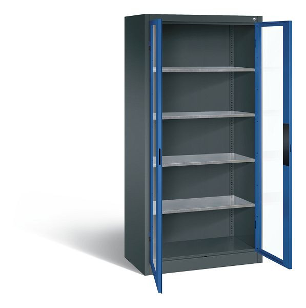 C+P Werkzeugschrank Acurado, H1950xB930xT500mm, Farbe: Anthrazitgrau / Enzianblau, Muldengriff, 8921-055 S10116