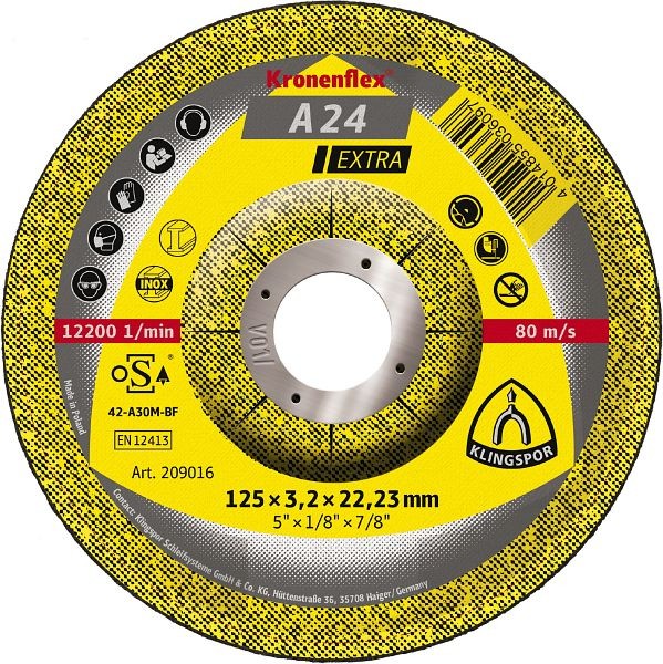 Klingspor A 24 EX Trennscheiben 125 x 3,2 x 22,23 mm gekröpft, VE: 25 Stück, 209016