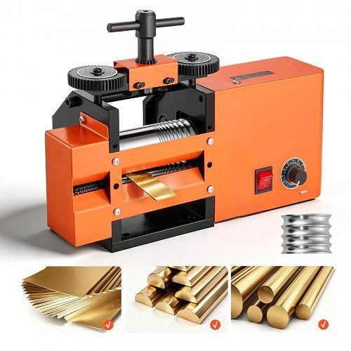 VEVOR Elektrisches Schmuckwalzwerk 3-in-1 Walzwerk Flach Vierkant Halbrund, Einstellbare Dicke 0,03–7 mm, zum Pressen von Duktilen, DDYPJ3H1YPBY1SQBI001V2