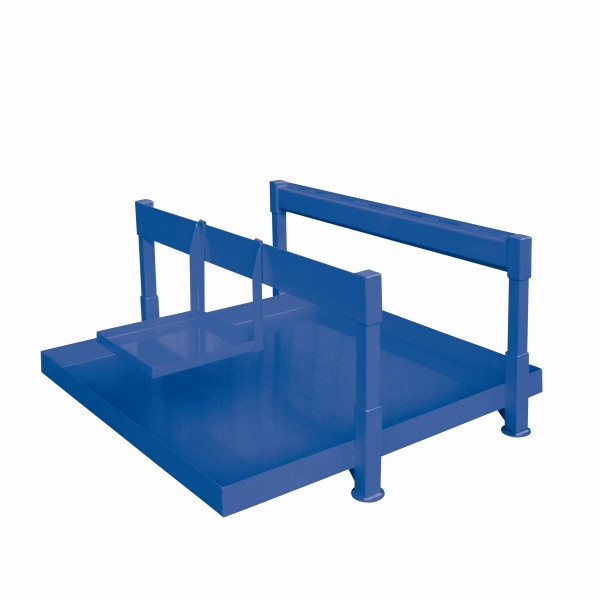 Eichinger Industrie Fass-Abfüllstation, bestehend aus Auffangwanne, Gestell und Kannehalter. Ohne Fasspalette, 4 x Fässer enzianblau, 22710200000097