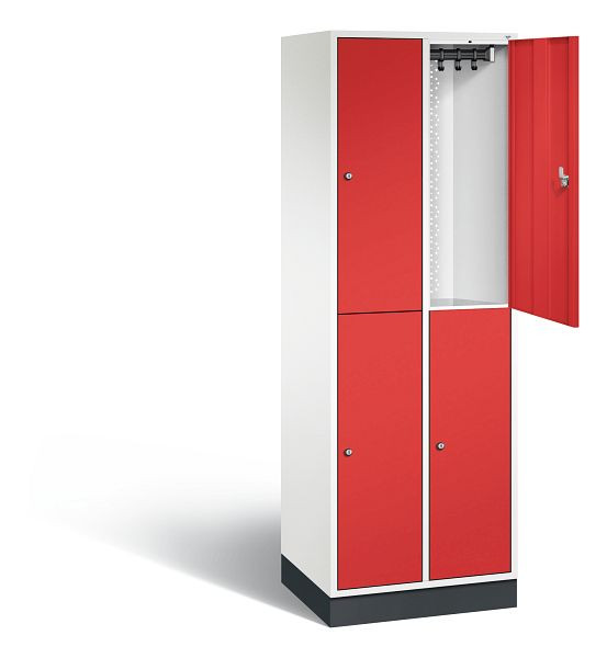 C+P Spind doppelstöckig Intro, H1950xB620xT490mm, Farbe: Verkehrsweiß / feuerrot, 8270-201 S10093