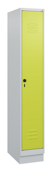 C+P Umkleidespind Classic PLUS mit Mitteltrennwand, Sockel, 1800x300x500mm, 7035/0024, Drehriegel, 0800207-10F S10010