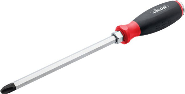 VIGOR Schraubendreher mit Schlagkappe, mit Antriebsvierkant, Kreuzschlitz Profil PH, SW PH4, V5010-PH4