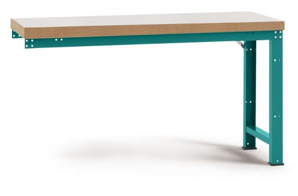 Manuflex Anbauwerkbank PROFI Standard mit Kunststoffplatte, BxTxH = 1250 x 700 x 840 mm, Wasserblau, WP4009.5021