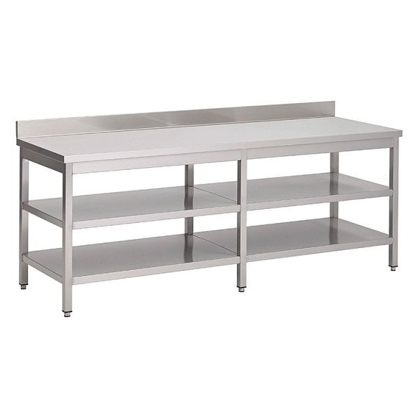 Gastro-Inox Arbeitstisch aus Edelstahl mit doppelter Grundboden, 700(L)x600(T)x880(H)mm, 301.341