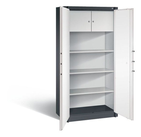 C+P Feuerschutzschrank Certos, H1950xB930xT500mm, Farbe: Schwarzgrau / Verkehrsweiß, Klinkengriff, 4 OH, 1170-200 S10092