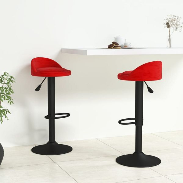 vidaXL Barhocker 2 Stück Weinrot Samt, Material: Samt (100% Polyester), schwarz-pulverbeschichteter Stahl, 333607
