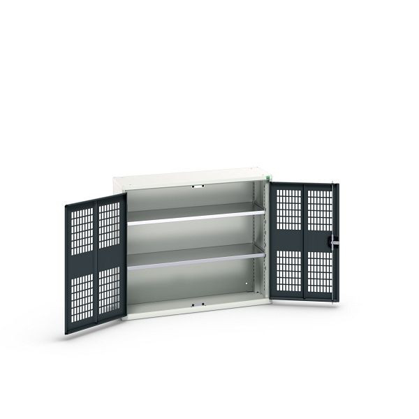 bott verso Flügeltürschrank mit Belüftung, mit 2 Fachböden, BxTxH: 1050 x 350 x 900 mm, Lichtgrau / Anthrazitgrau, 16926751.19