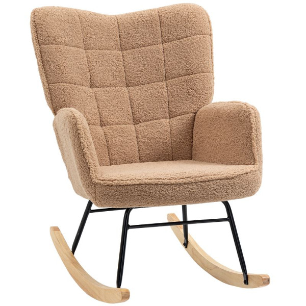 HOMCOM Schaukelstuhl im Retro-Design, Massivholz, Sessel, Relaxsessel, 98 x 71 x 101 cm, Braun, 839-613V00LR