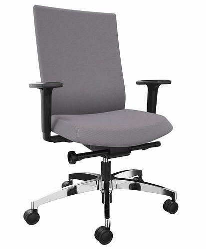 DENIOS Bürostuhl AdJust evo, Syncro-Evolution-Technik, Alu-Fußkreuz, grau, 292410