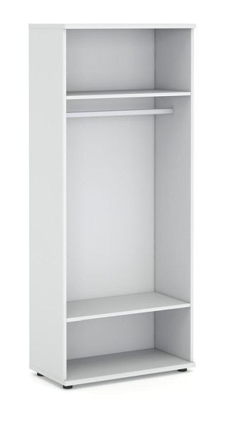 Deskin Offenes Regal OFFICE-LINE inkl. Kleiderstange, Dekor Lichtgrau Melamin, H 1890 x B 800 x T 420 mm, 353168