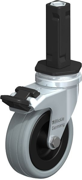 Blickle LRA-VPA 75G-FI-EV02 Apparate-Lenkrolle mit Expander & Feststeller, Vollgummi, Grau, 848002