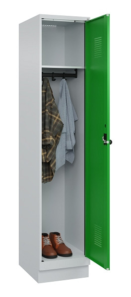 C+P Spind Evolo PLUS, mit Sockel, 1 Abteil, 1950x400x500mm, 7035/6037, Verschluss Drehriegel, Ablageböden 1, 049020-12 S10011