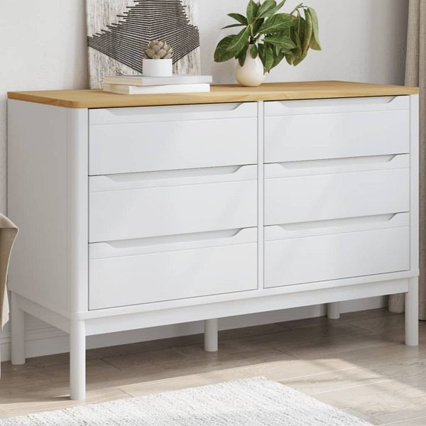 vidaXL Kommode FLORO Weiß Massivholz Kiefer, 374012, 8721012215290