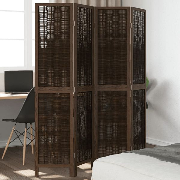 vidaXL 4-teilig Raumteiler Dunkelbraun Massivholz Paulownia, 358658