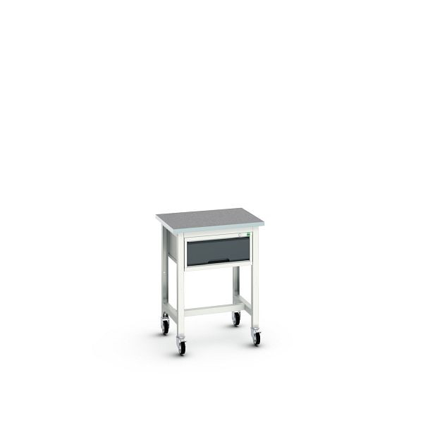 bott verso mobile Werkbank (Linoleum-Platte) mit Querstrebenset und 1 Schublade, BxTxH: 700 x 600 x 930 mm, Lichtgrau / Anthrazitgrau, 16922201.19