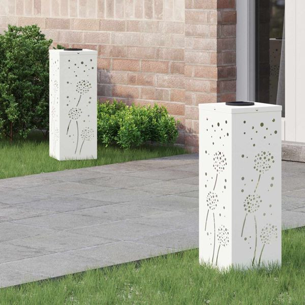 vidaXL Solar LED Weg Licht 2 pcs Weiß Kalt gewalzter Stahl, 879766